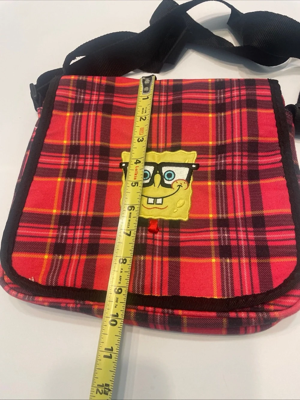 Rare SpongeBob SquarePants Messenger Bag. Nickelodeon. Red/Black Plaid Crossbody
